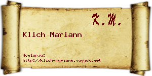 Klich Mariann névjegykártya